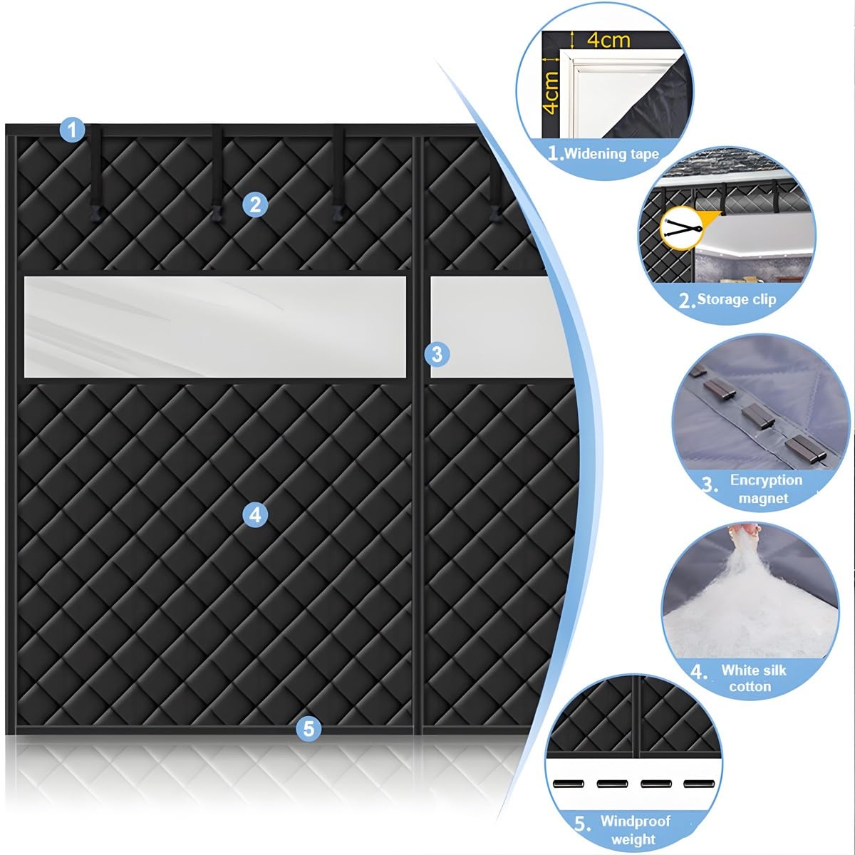 Garage Magnetische Thermische Isolierte tür Vorhang, Garagentor-Vorhänge, Garagentorschutz für Den Wintern, Garagentor-Isolationsset, Thermovorhang Magnet tür Abdeckung Wetterfest(Black,320x240cm)