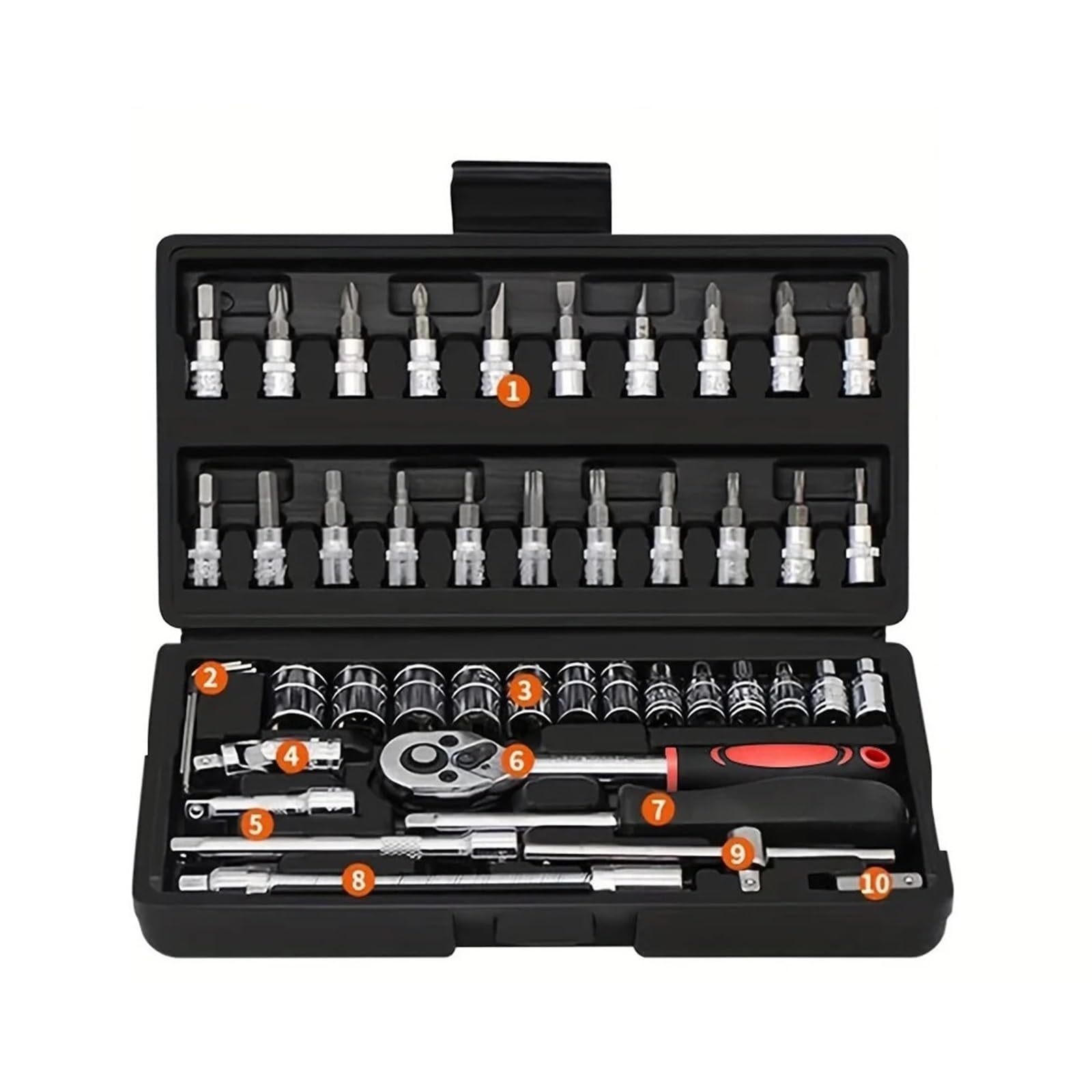 Khfgdhg 46 Pcs Car Repair Tool Kit 46/53 Piece/Set Socket Set Car Repair Tool Ratchet Torque Wrench Combo Auto Repairing Tool Set(46 Pcs)
