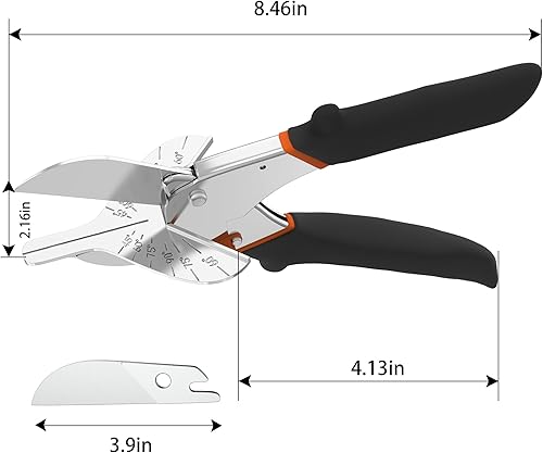Miniatura 5 de GARTOL Tijeras de inglete, cortador multiángulo ajustable de 45° a 135° para moldear, recortar y cuarto de ronda – Herramienta de mano de precisión