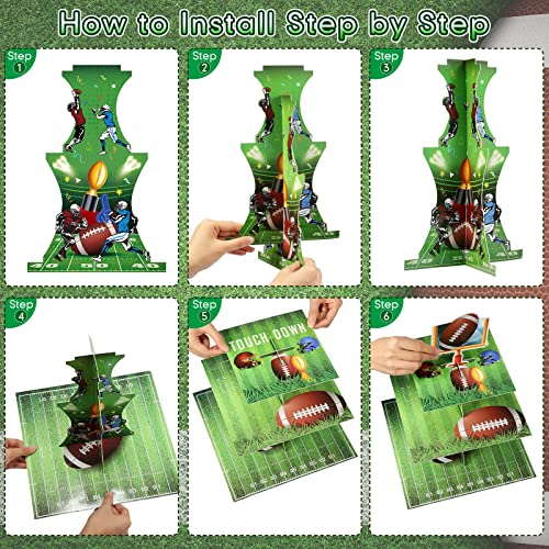 Tiamon Football Bowl Party Decoration Football Cupcake Stand 3 Tier Dessert Tower Soccer Bowl Sports Stadium Decor Mini Cake Stand for Kids Boys Teenagers Sport Party Supplies - Image 6