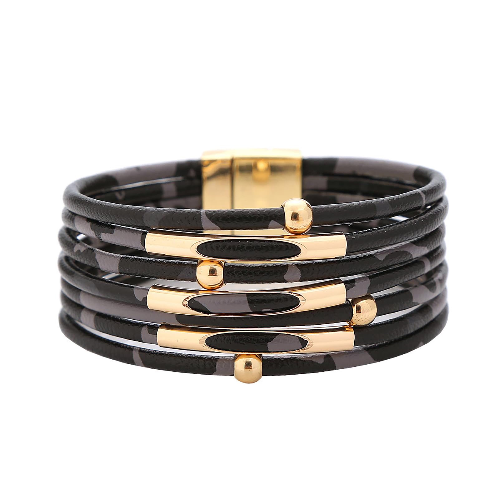 HohengLeather Wrap Bracelet for Women Multi-Layer Wraps Bracelet Trendy Wristband Bracelet Boho Cuff Leather Bracelets Stackable Rope Cuff Bracelets for Women