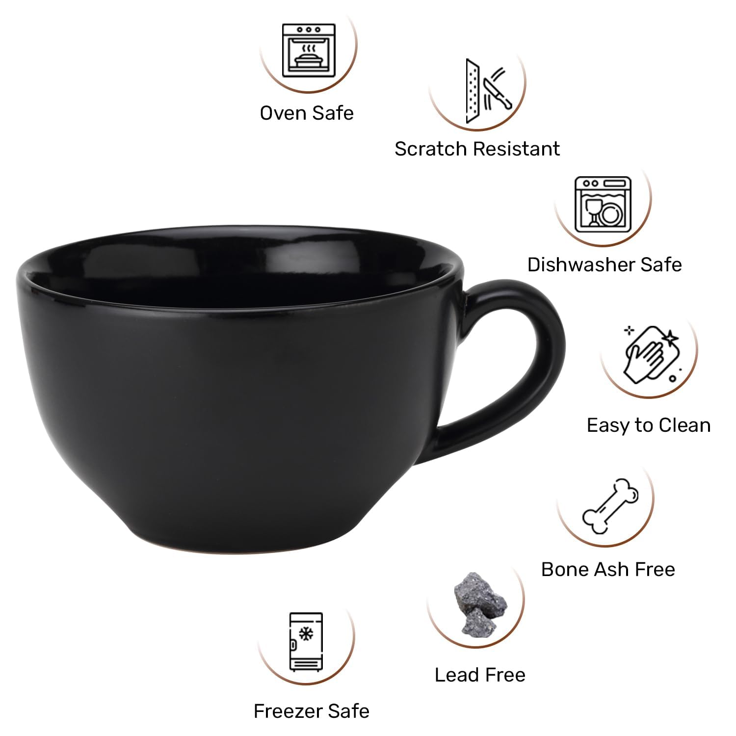 Black Matte Ceramic Soup Bowls - Handmade & Microwave Safe -5
