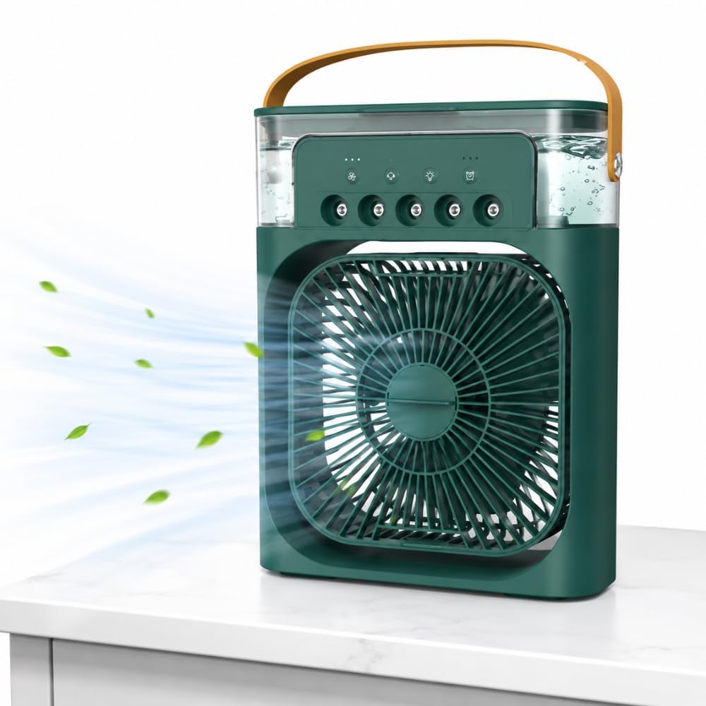Drumstone 𝐄𝐯𝐞𝐫𝐲𝐝𝐚𝐲 𝐄𝐬𝐬𝐞𝐧𝐭𝐢𝐚𝐥𝐬, 𝟏𝟓 𝐘𝐞𝐚𝐫 𝐖𝐚𝐫𝐫𝐚𝐧𝐭𝐲, Green Portable Desktop Air Cooler, Mini Evaporative Cooling Fan, USB Type C Personal Cooler, Three Mist Settings-image-5