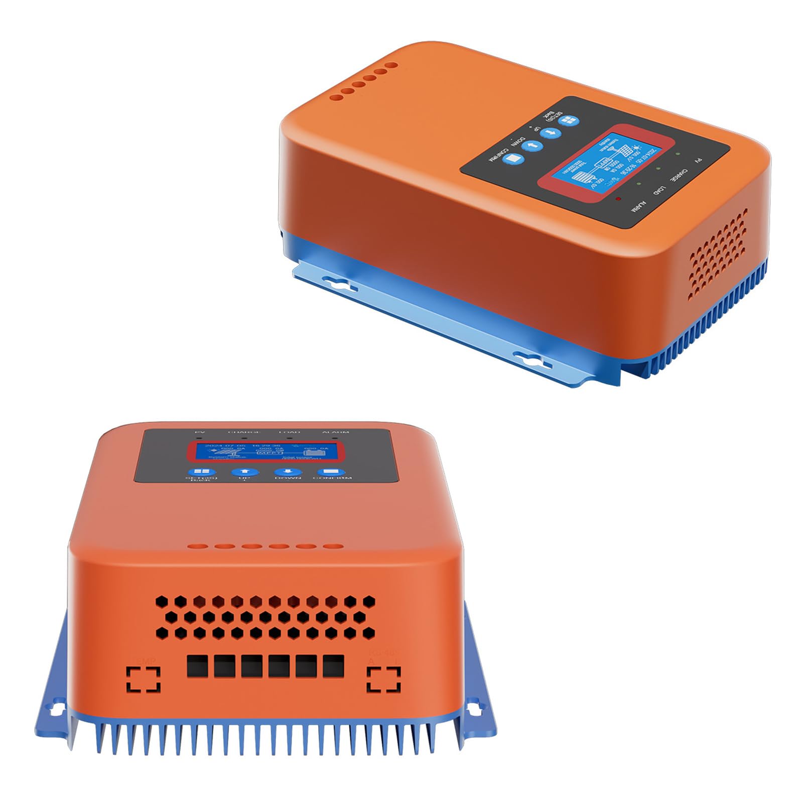Kontroler ładowania słonecznego MPPT, inteligentny regulator słoneczny z wyświetlaczem LCD i automatycznym rozpoznawaniem napięcia 12 V/24 V/36 V/48 V, 99% sprawnością konwersji