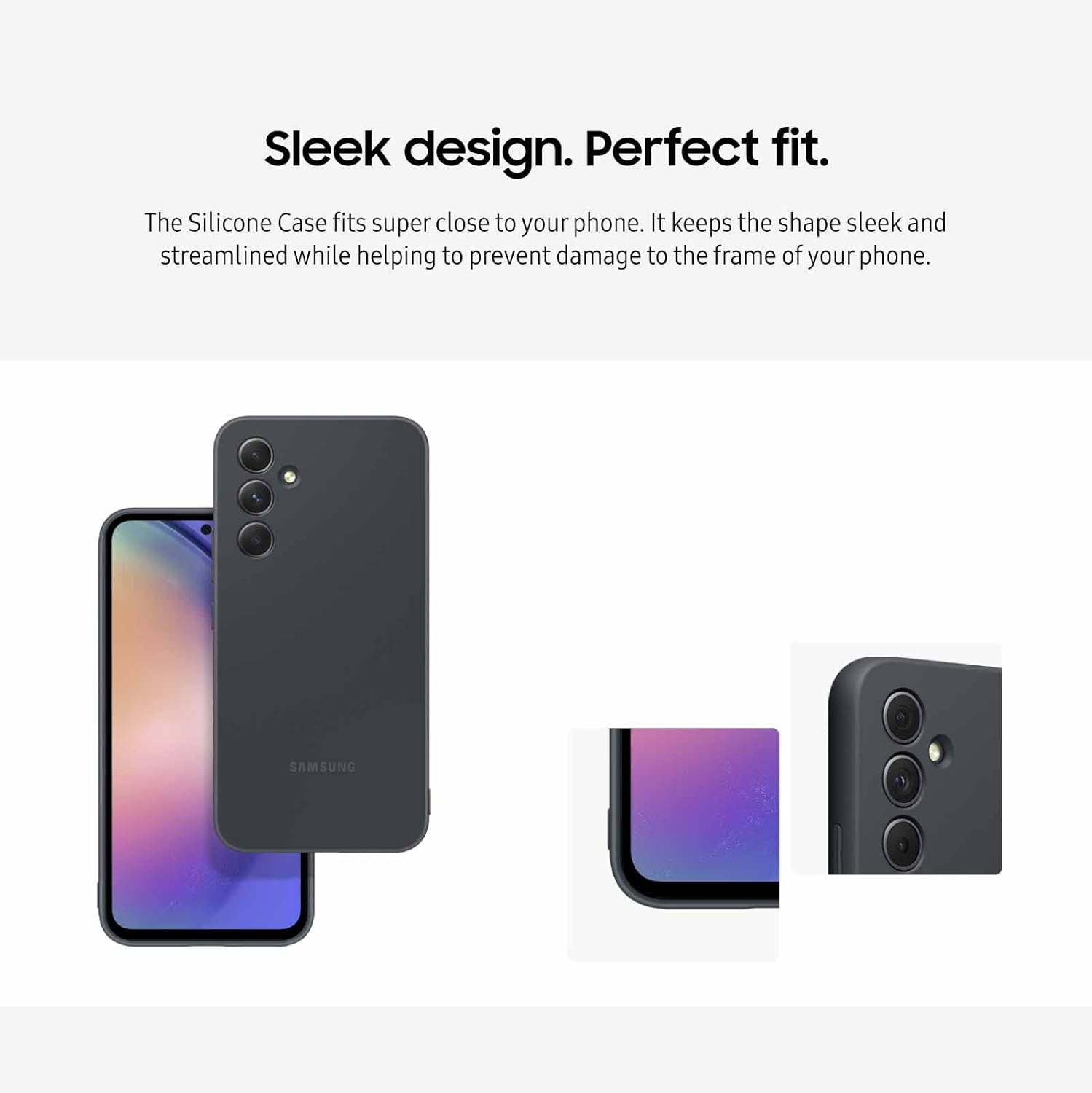 Samsung Galaxy A54 5G Silicone Phone Case, Protective Cover w/Color Variety, Smooth Grip, Soft and Sleek Design, US Version, EF-PA546TBEGUS, Black