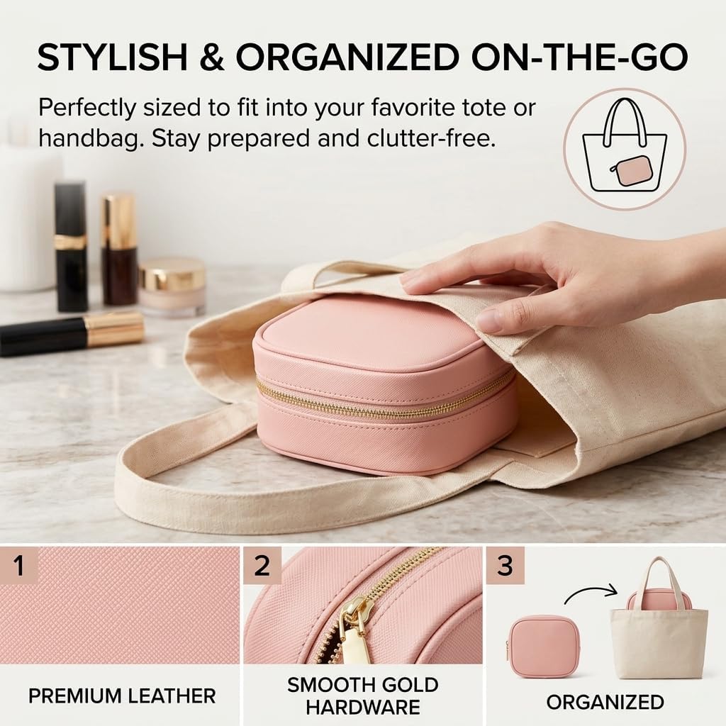Small Makeup Bag Travel Train Case with Mirror and Light Mini Travel Make up for Women Train Case Cosmetic Organizer 3 Adjustable Brightness Toiletry Bag Portable Artist Storage (Leopard print)