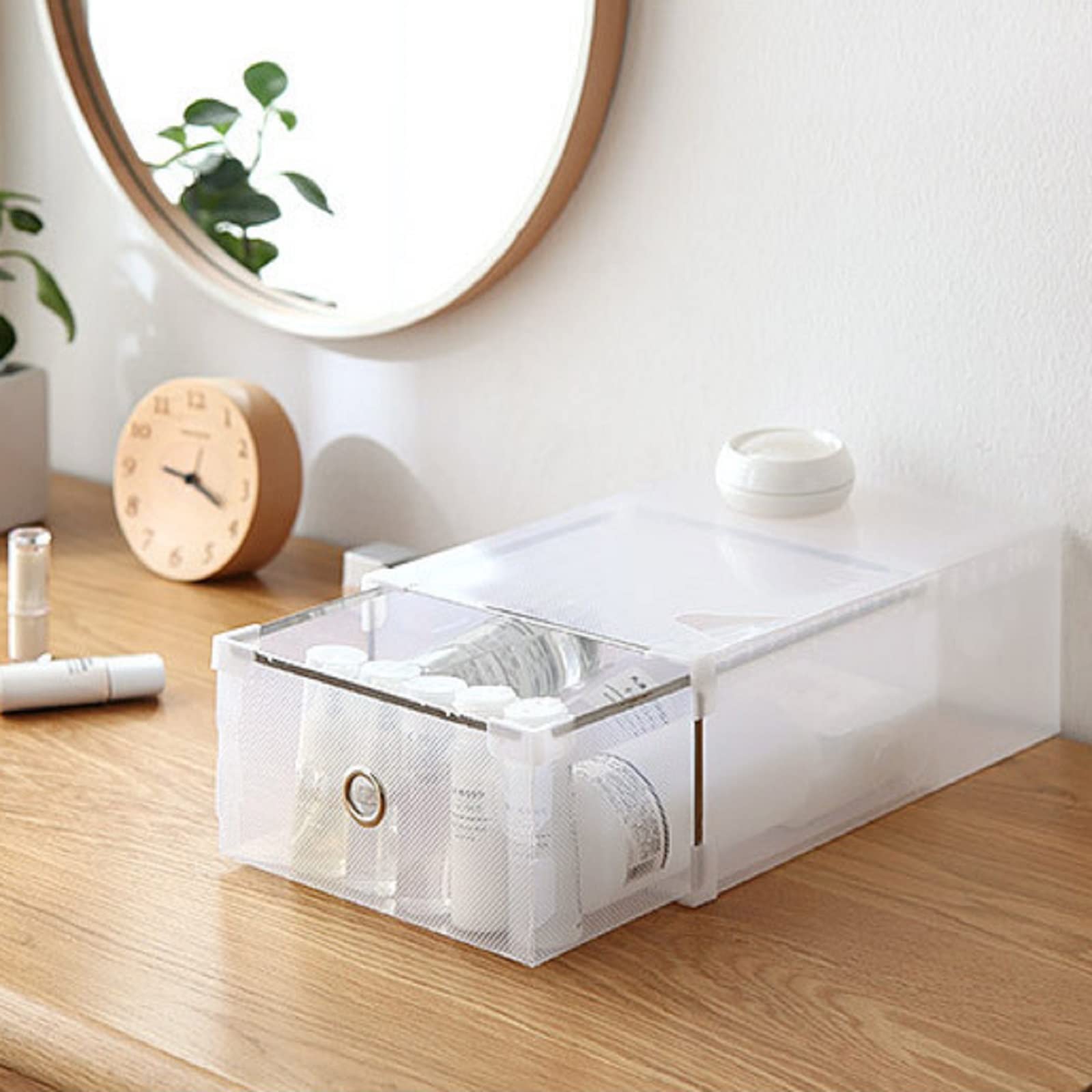 Paquete de 20 cajas de plástico para zapatos, cajas de almacenamiento plegables y apilables, caja de almacenamiento apilable para hombres y mujeres