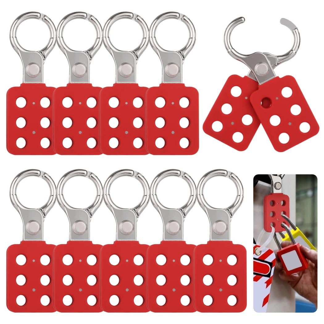 10 Stk. Lockout-Hasps, isolierter Vorhängeschloss-Hasp, 6-Loch-Hasp für Mehrfachverriegelung, Aluminium-Hasp für Wartung und Abschaltung