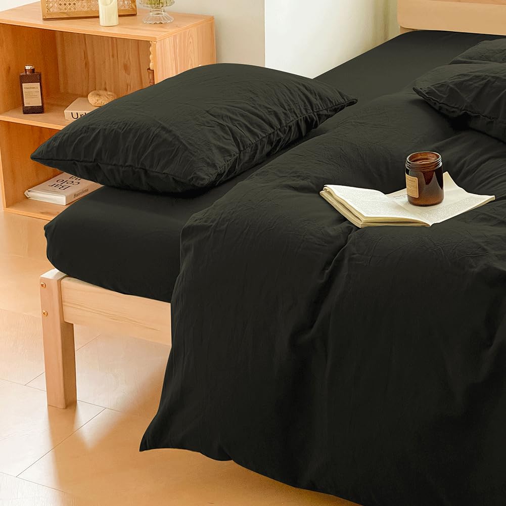 100% Washed Cotton Weighted Blanket Cover, Linen Feel Duvet Cover for Weighted Blanket 80"x87", Plain Simple Cotton Heavy Blanket Duvet Cover (Olive