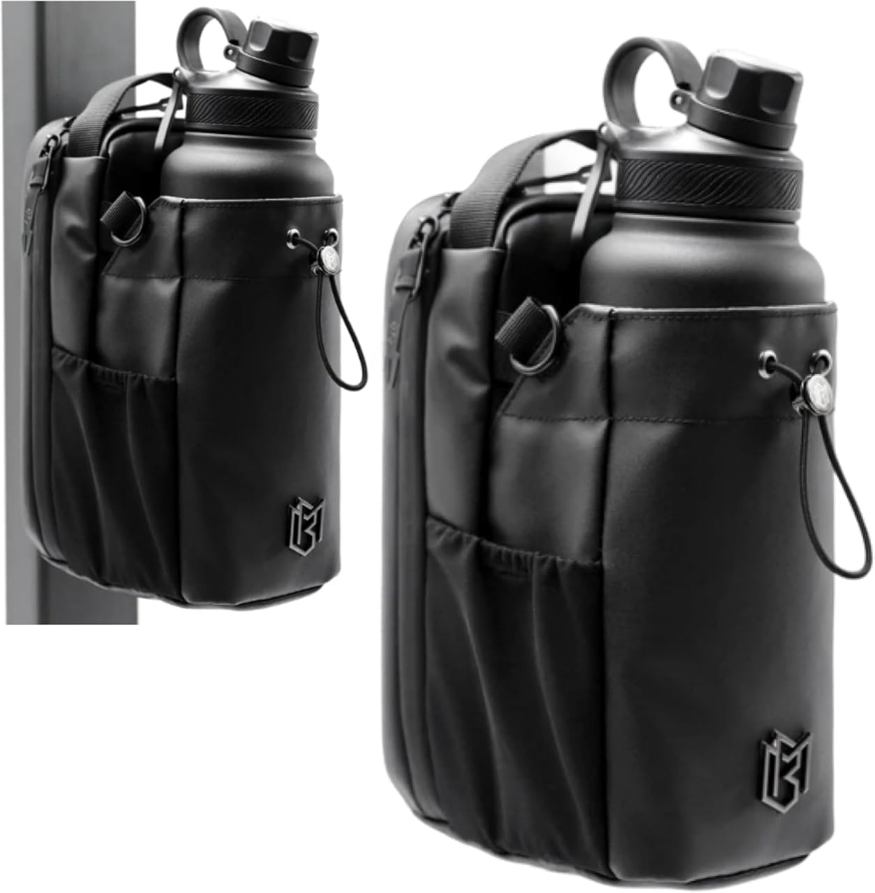 Magnetic Gym Bag Water Bottle Carrier Holder with Phone Pocket & Shoulder Strap | Gym Accessories Organizer Pouch with 5 Strong Built-in Magnets | Portable Sling Bottle-image-37
