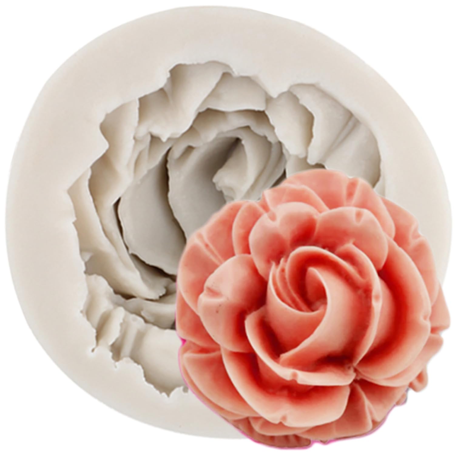 MINFEIDMS Bloom 3D Rose Flower Fondant Silicone Moulds for Chocolate Candy Cake Decorating Cupcake Topper Gum Paste Soap Candle Polymer Clay