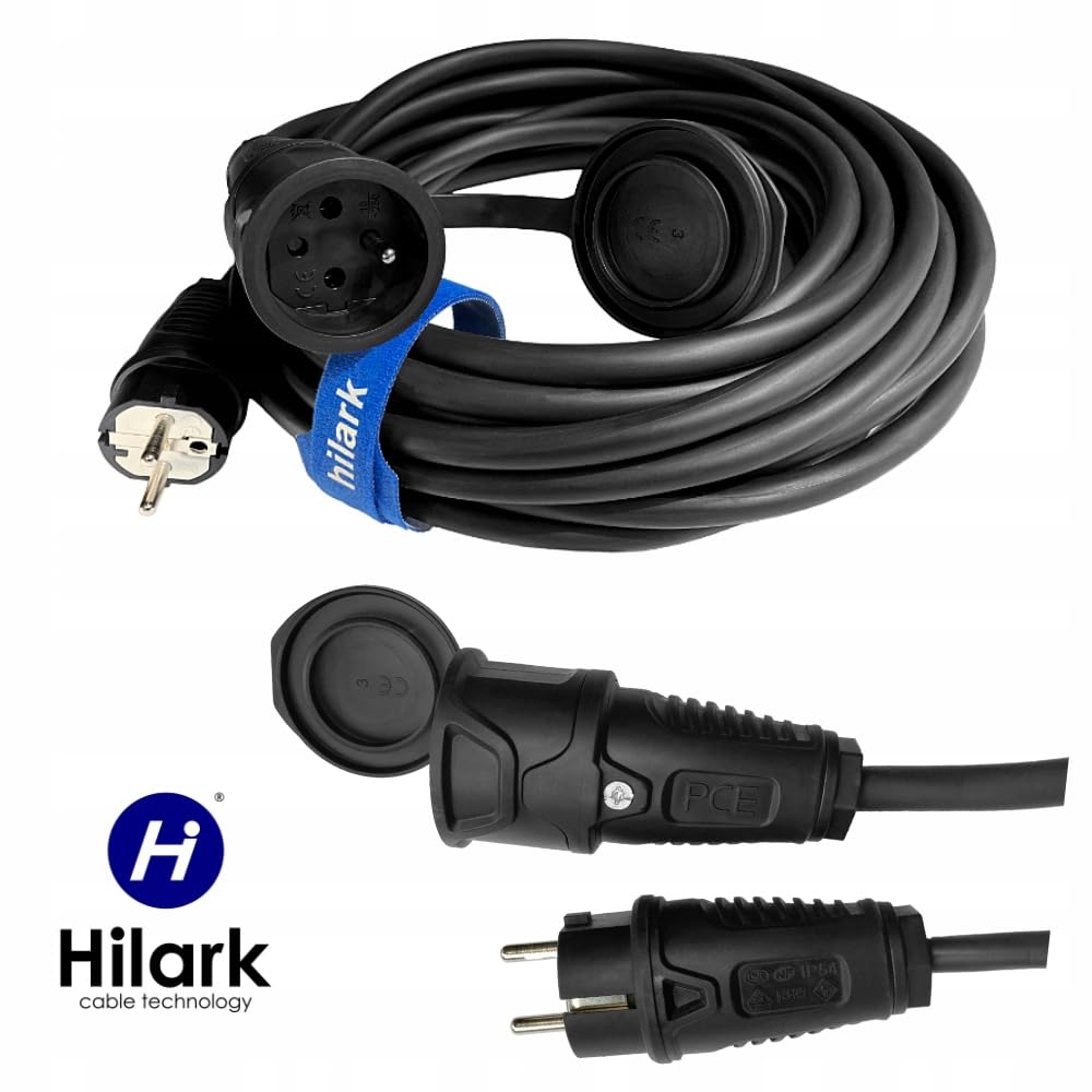 Hilark Cable Tech Rallonge en Caoutchouc de Chantier H07RN-F 3G1,5 30m