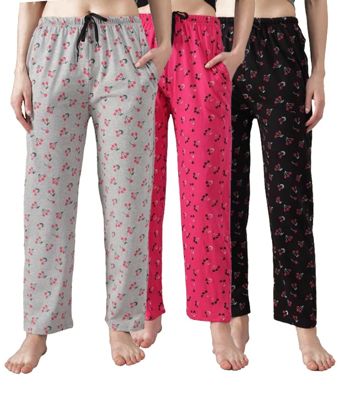 Women's Casual Pyjamas Lounge Pants Soft Cotton fabric Comfortable & Stylish Sleepwear - (Pack of 3)-image-40