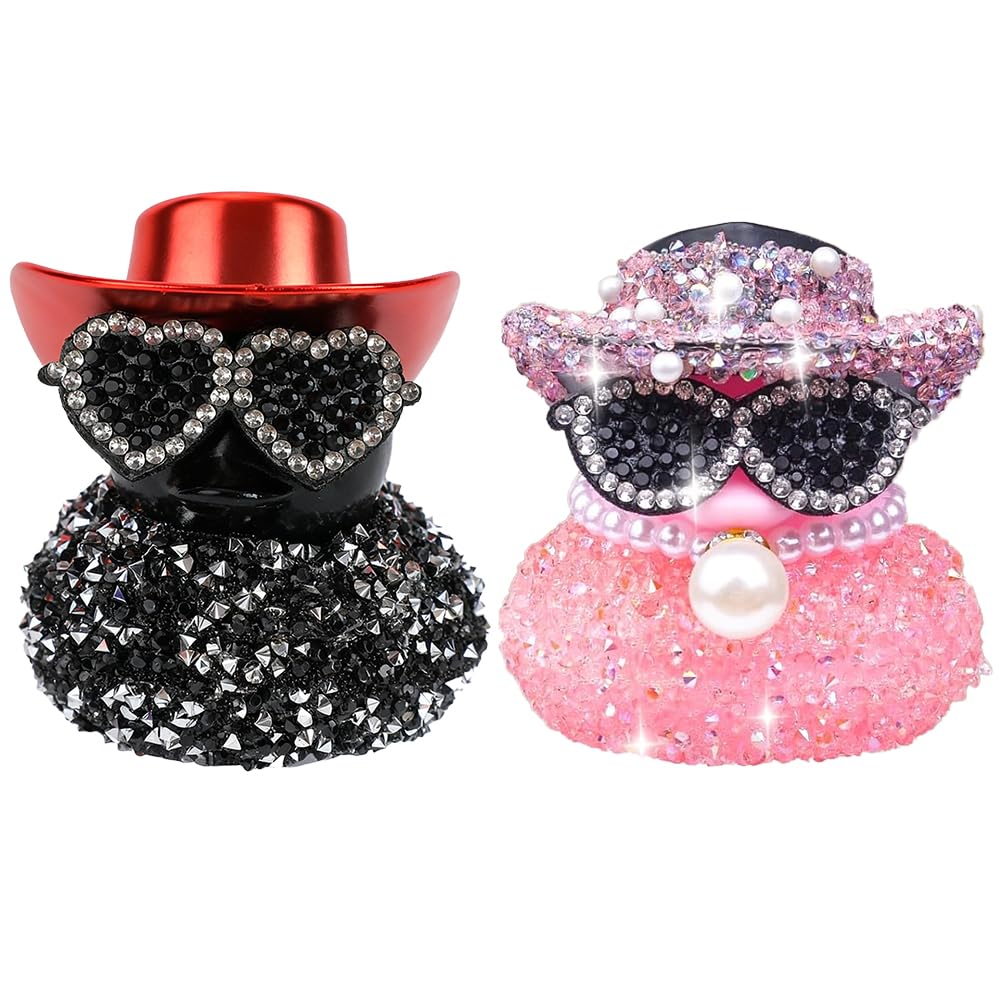 Divertenti Paperelle di Gomma a Forma Diamante con Cappello da Cowboy e Occhiali da Sole per Decorazioni Cruscotto Auto