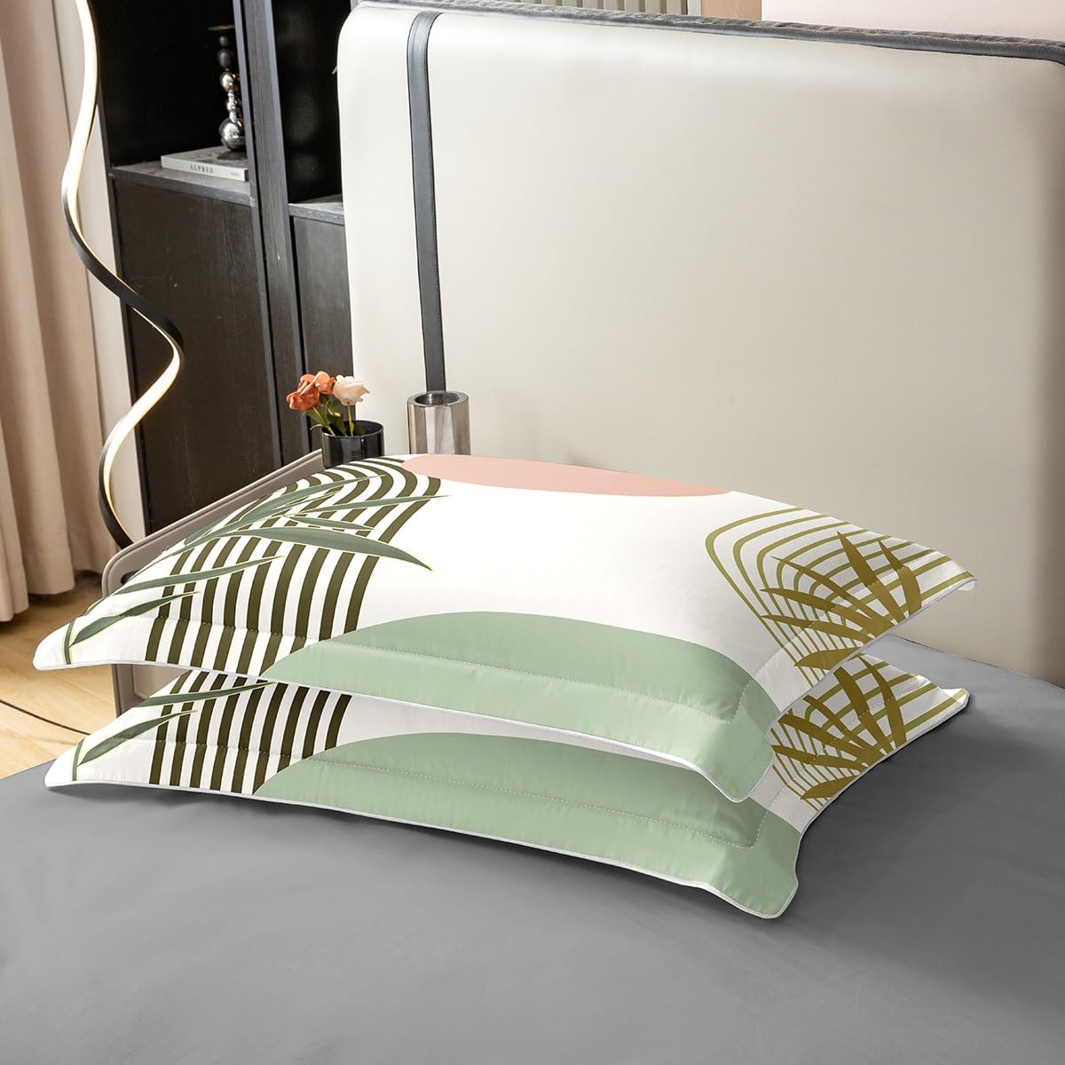 Homewish Zielona czarna złota geometryczna bawełniana poszewka na kołdrę super king dla dzieci nastolatków dorosłych, boho poszewka na kołdrę z połowy wieku, abstrakcyjny nowoczesny zestaw pościeli