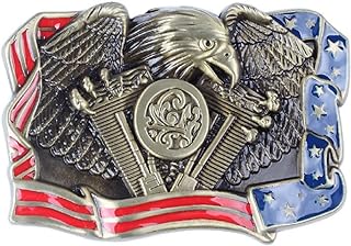 Eagle Belt Buckle for Men, American Bald Eagle Belt Buckle, Norse Viking Eagle Head Belt Buckle, Patriotic American Flag Eagle Rectangle Belt Buckle, Western Cowboy Belt Buckle Gifts (Gold)