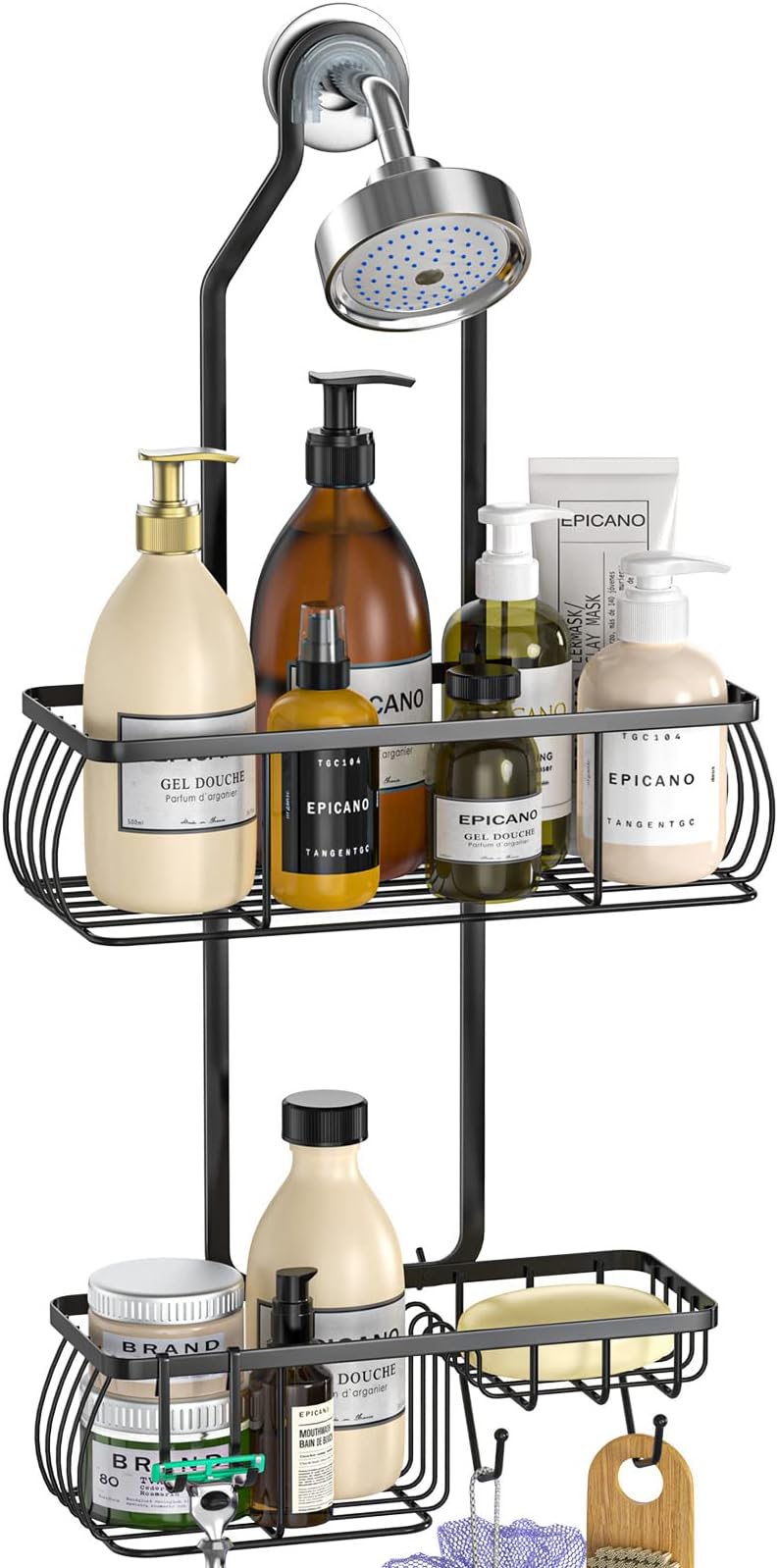 Epicano AntiSwing Hanging Shower Caddy, Over Head Shower