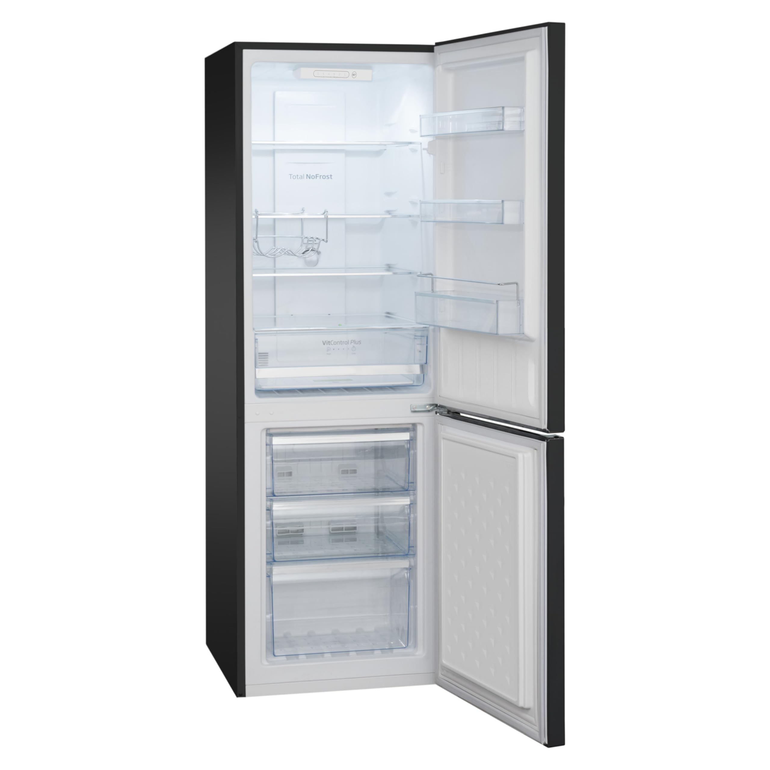 Amica Kühl-Gefrierkombination 231 L 170x54x59,1 cm Total NoFrost AKG 3875 S | 161 L Kühlteil, 70 L Gefrierteil, VitControlPlus, Superkühlfunktion, Supergefrierfunktion, Tür-Offen-Alarm, LED Beleuchtung