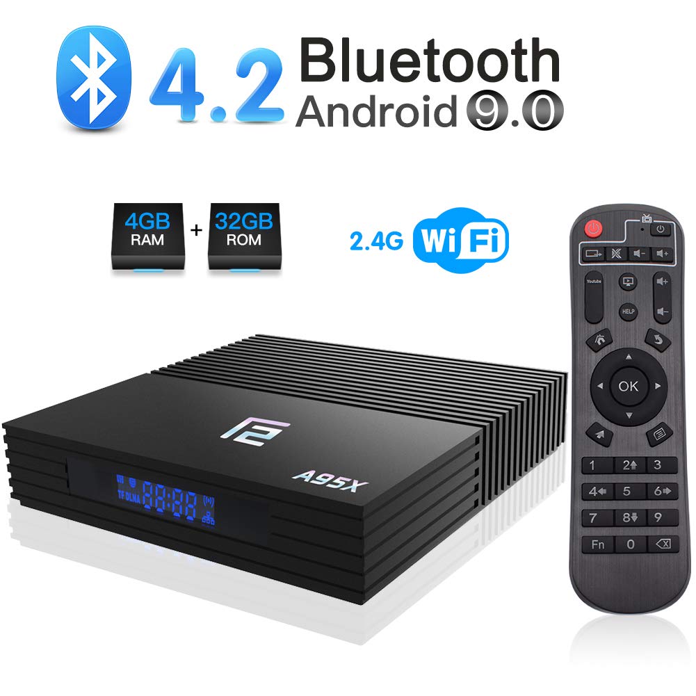 Android 9.0 TV Box, A95X F2 Android Box 4GB RAM 32GB ROM Amlogic S905X2 Quad-core BT 4.2 WiFi 2.4G Support 4K 3D USB 3.0 HDMI Smart TV Box