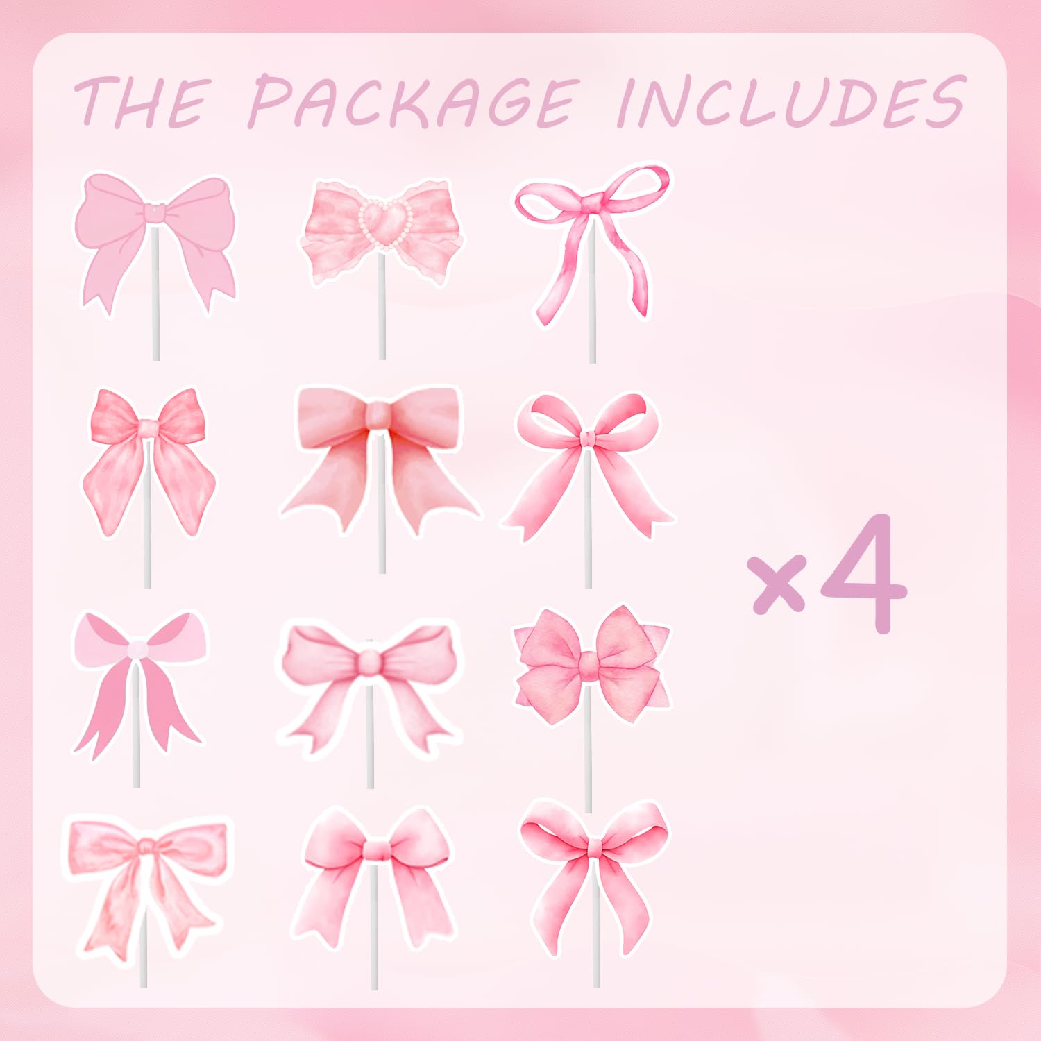 48 adornos para cupcakes con lazo de coqueta, decoración de pastel de cumpleaños para despedida de soltera, novia, compromiso, boda, niña, baby shower, decoración de fiesta temática