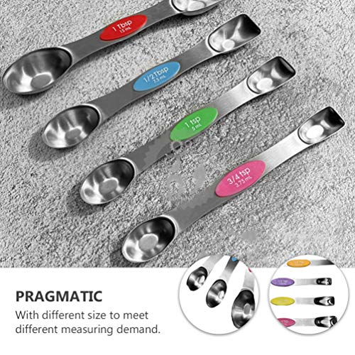 Conjunto de 8 colheres medidoras YARNOW de aço inoxidável de dupla face, colheres de medição para co