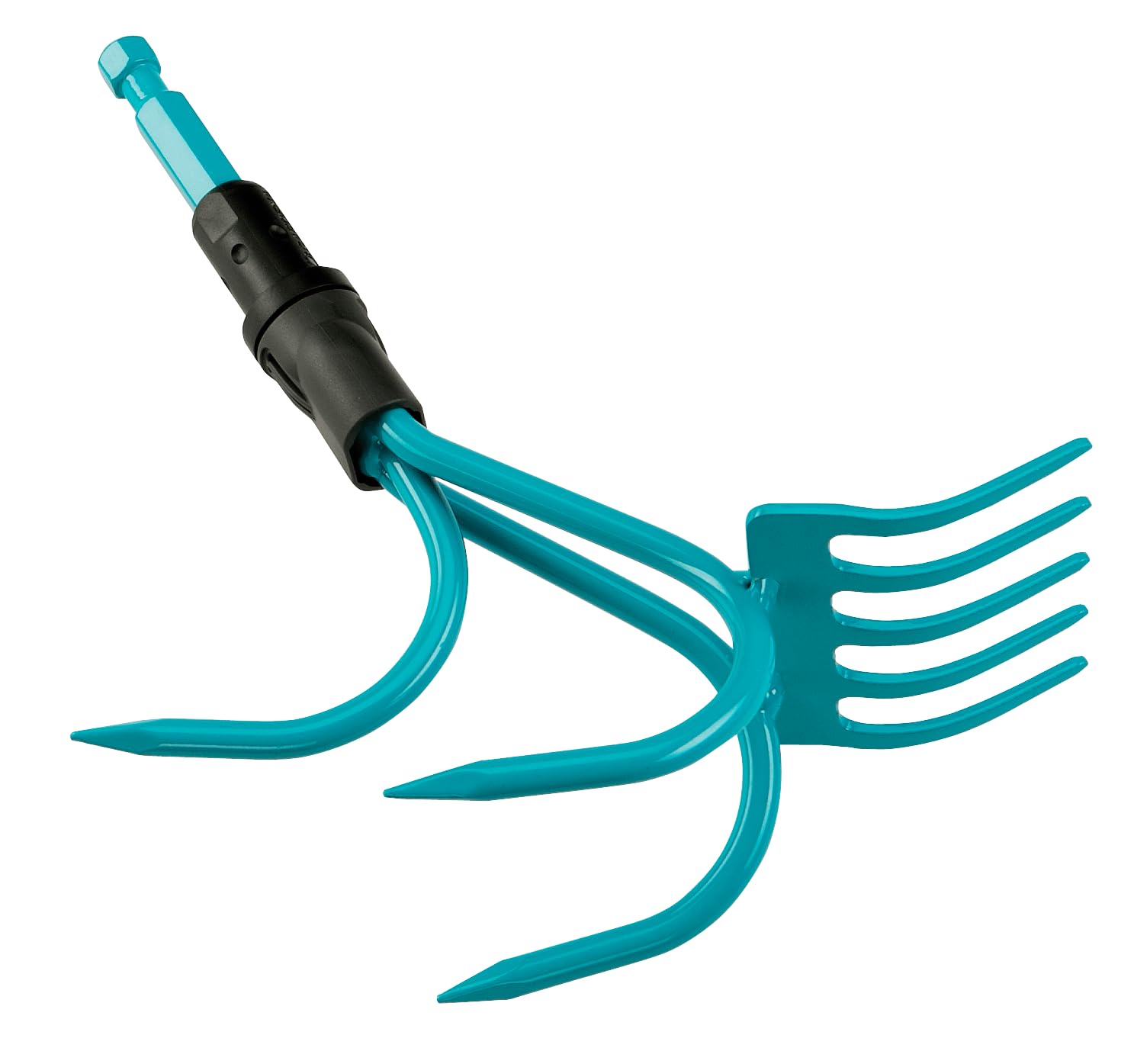 GARDENA Sarchiatore-Rastrello combisystem: pratico attrezzo da giardino 2 in 1, nero turchese, One Size, materiali di alta qualità (03165-20)