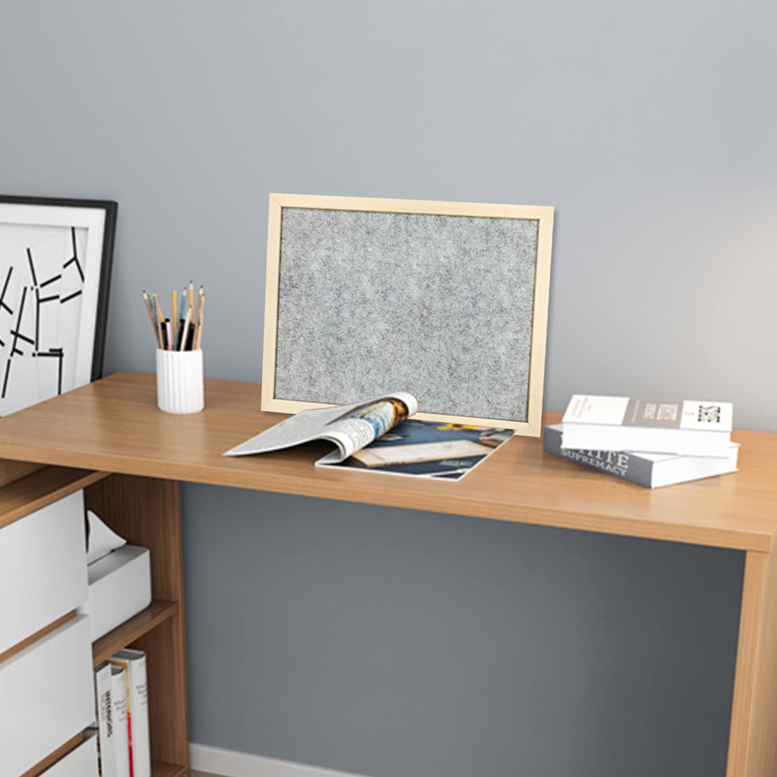 Kleine Filz Pinnwand 30X40CM Graue Filz Bulletin Board, 2er-Pack, Holzrahmen, Für Wanddekoration Der Home Office-Schule