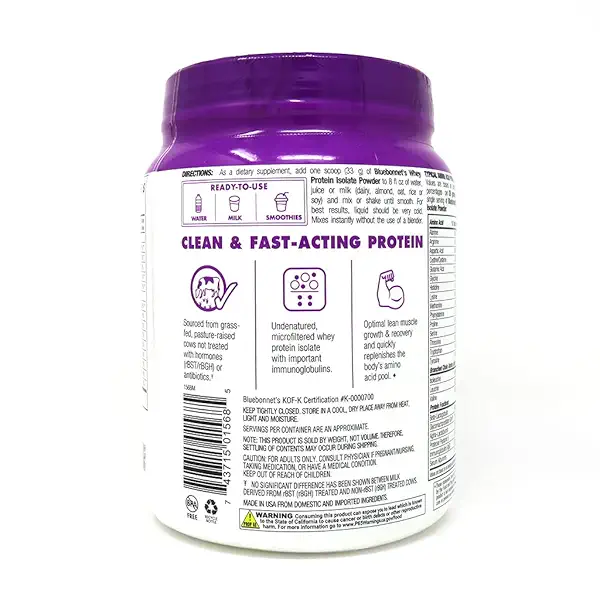 Bluebonnet Nutrition Whey Protein Isolate Powder, Whey From Grass Fed Cows, 26g of Protein, No Sugar Added, Gluten Free, Soy free, kosher Dairy, 1 Lb, 14 Servings, Chocolate Flavor 16