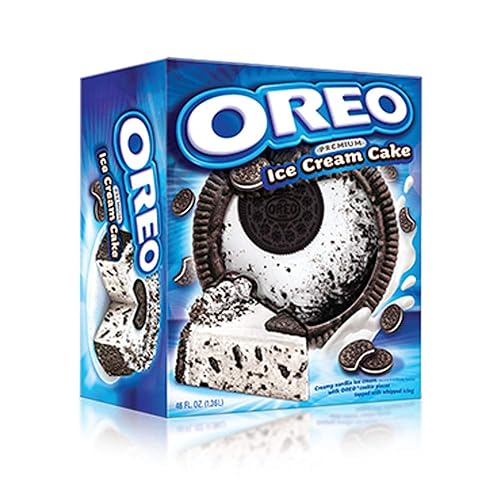 Oreo - Pastel de helado prémium hecho con galletas Oreo reales y helado cremoso de vainilla sirve hasta 12 personas se vende congelado