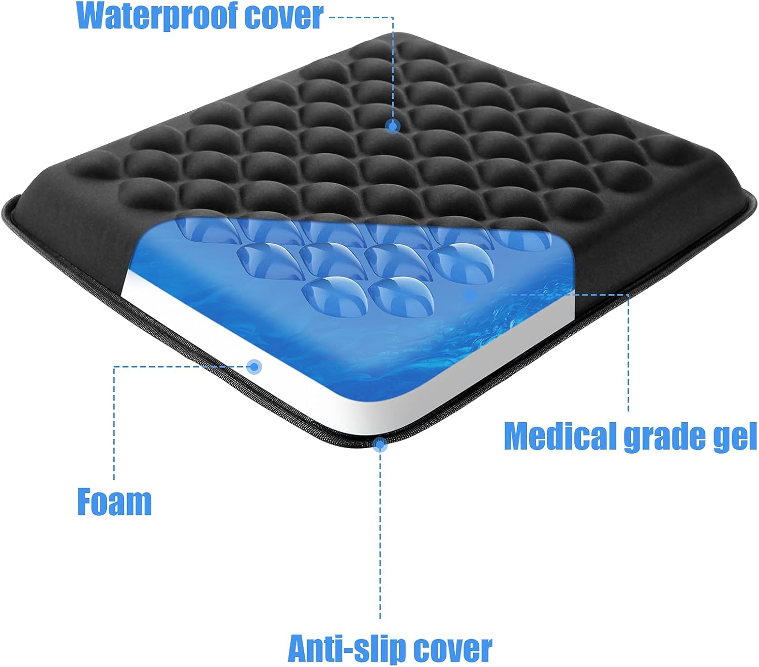 Buy Heavy Duty Cooling Gel Wheelchair Seat Cushion, Thickness Memory