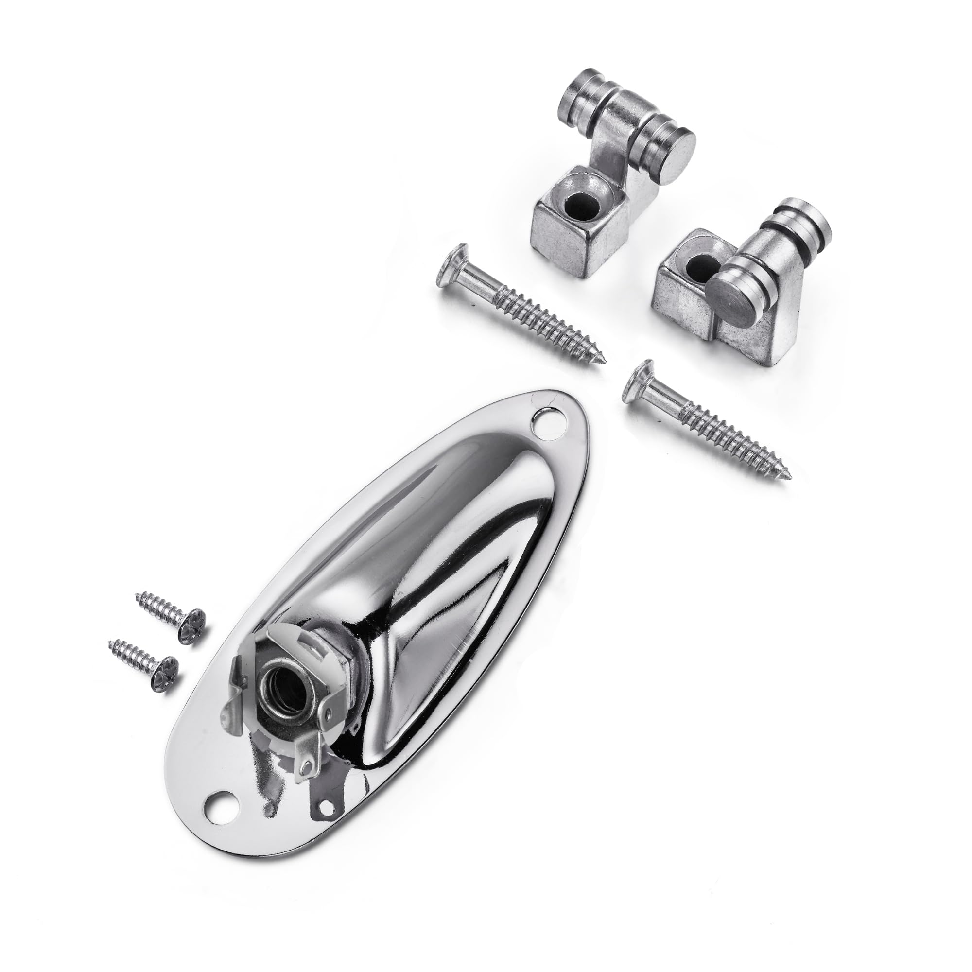 RuiJOTWAT Electric guitar string roller holder, boat-shaped audio cable jack with mounting screws silver