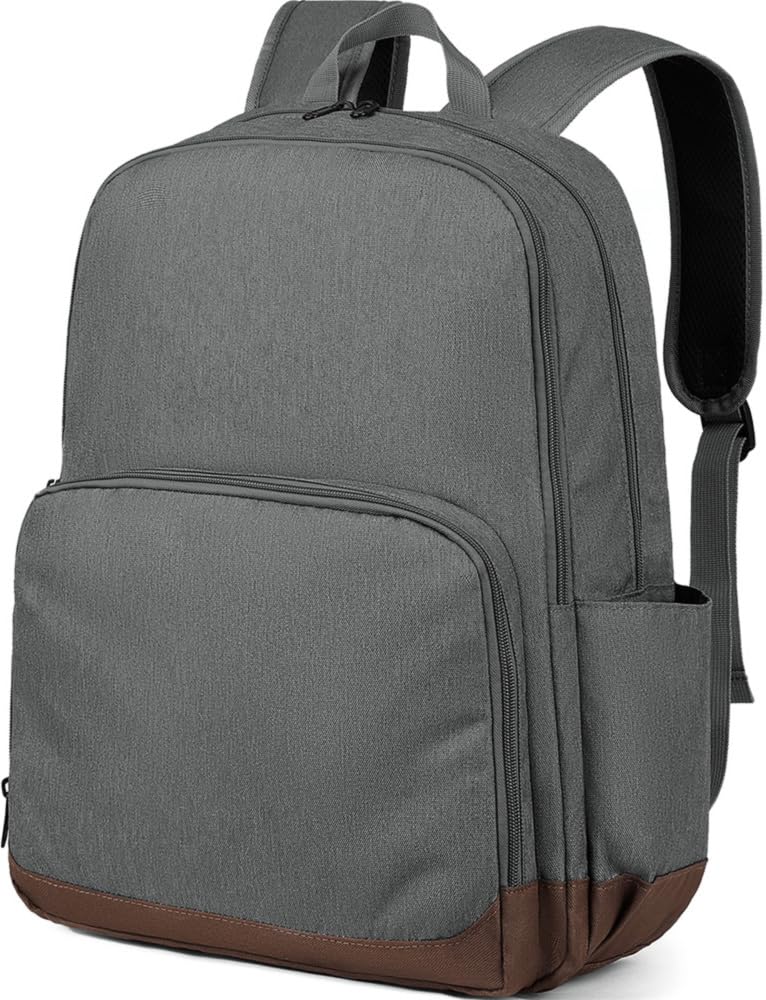 Vorspack Backpack for Women Men - Lightweight Bookbag with Padded Slot for Work College Travel - Grey