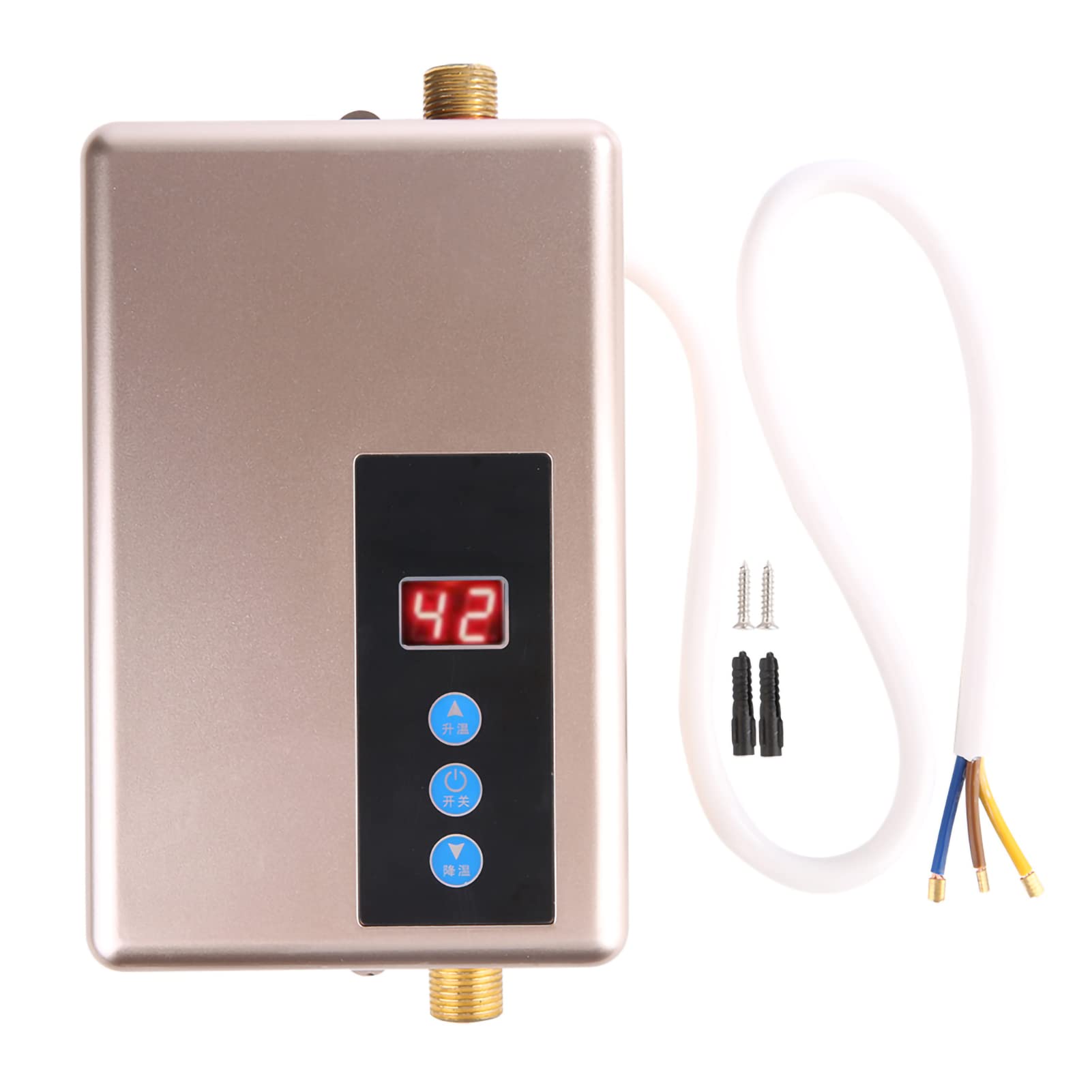Riscaldatore di Acqua Calda Senza Serbatoio, 220V Istantaneo Scaldabagno Elettrico Mini Doccia per Il Lavaggio Della Del Bagno di Casa - Digital Dispaly 5.5Kw (Argento)