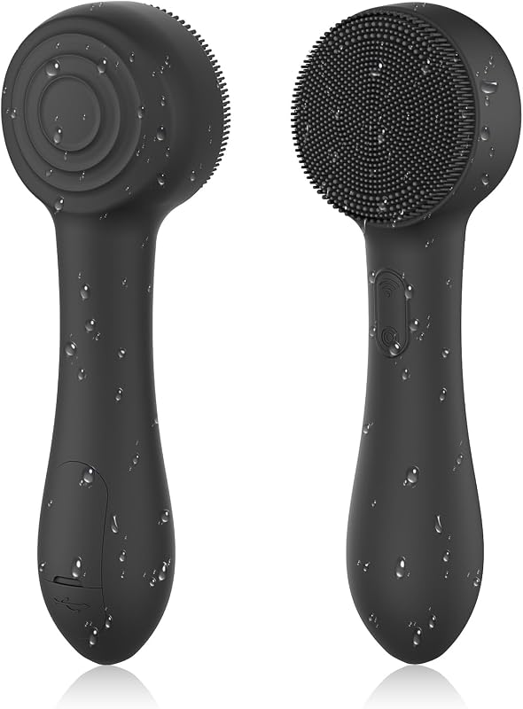 Cepillo de limpieza facial Depurador facial de silicona Dispositivo de masaje exfoliante recargable impermeable para hombres y mujeres, limpieza profunda de poros, exfoliación, eliminación de puntos negros Cepillo facial eléctrico (negro)