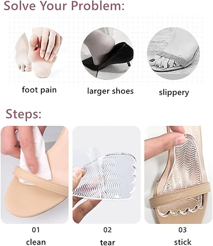 Miniatura 5 de Cojines de bola de pie con soporte de arco, almohadillas antideslizantes de gel suave para el talón, relleno de zapatos invisibles reutilizables