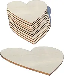 12 inch Wide Unfinished Wooden Hearts, Natural Wood Heart Cutout Shape (3 Pieces)