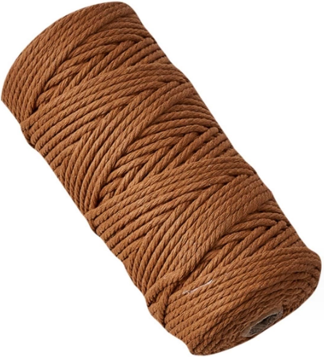 Macrame Rope 3mm X 100m Macrame Cord Premium Thick Macrame Cotton Rope, 4 Strand Twisted Soft Cotton Cord, Natural Craft String for Diy Making, Plant Hangers (caramel)