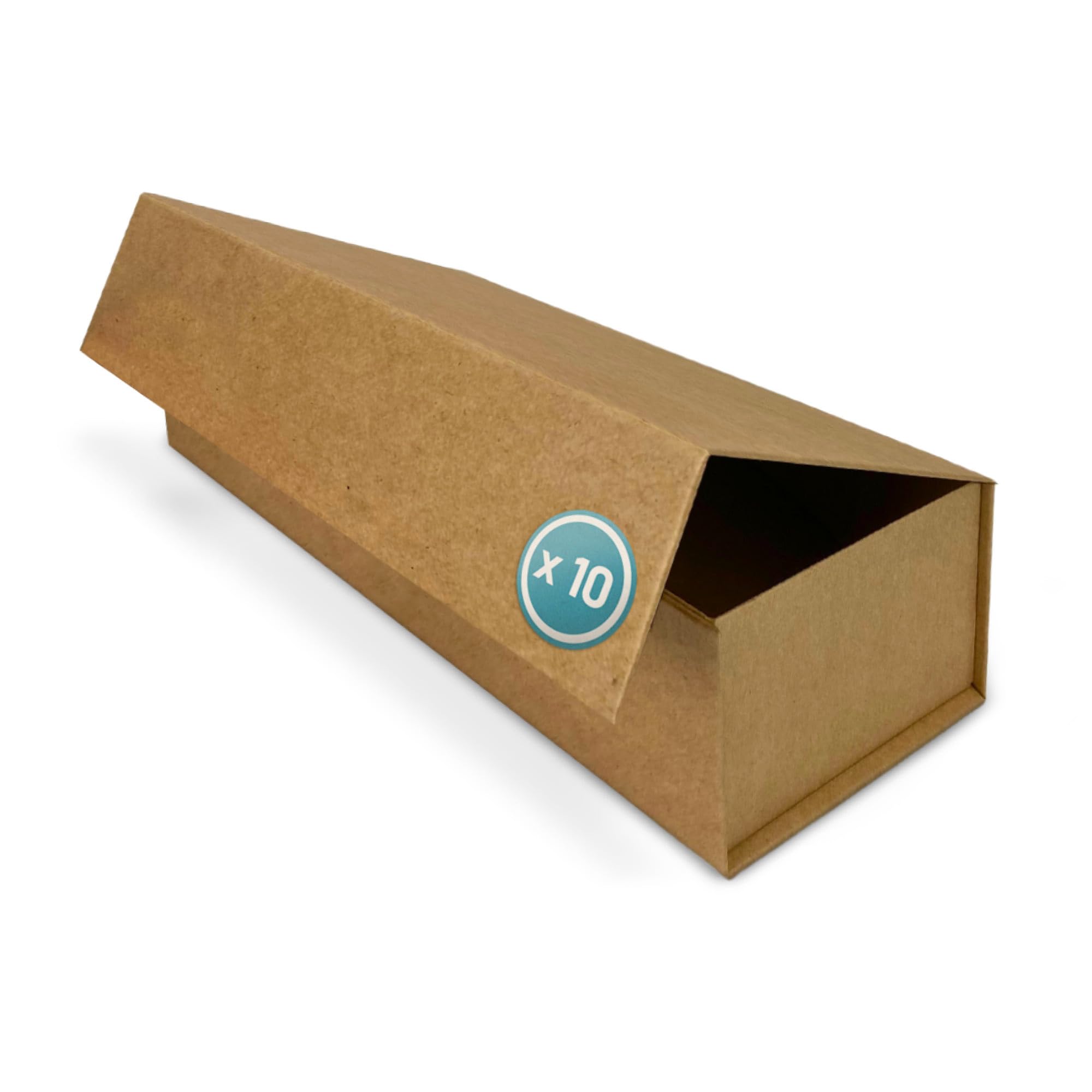 Geschenk-Box mit Deckel | 35 x 12 x 12 cm (10er Pack) | Geschenk-Karton mit Magnet-Verschluss | Perfekt für Geburtstag, Hochzeit, Weihnachten, Geburt | Geschenk-Verpackung in Braun