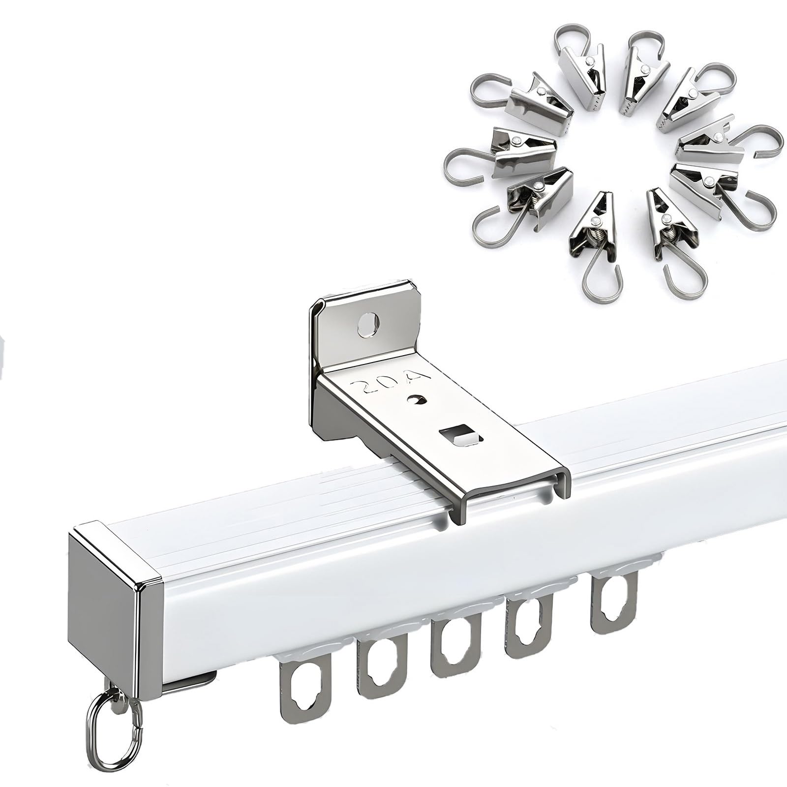 Tringle à rideaux de plafond noire de 380 cm pour séparation de pièce et intimité