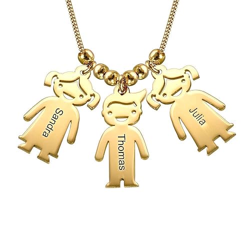 Handmade Boy or Girl Engraved Charm Pendant Necklace in Sterling Silver 925 - Personalized Custom Made Child Children Charms Mother's Christmas