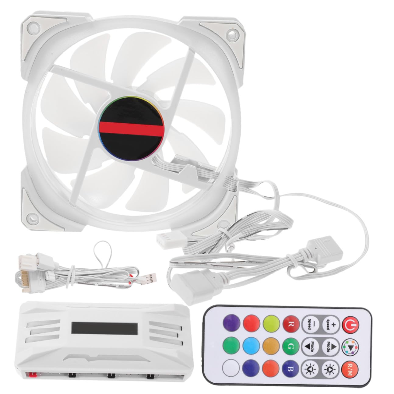 Ventilador de Refrigeración de CPU Silencioso 12cm Abs Blanco | Decoracion Verano, Ventilador de Ordenador Rgb, Luz Doble Cara, Gran Caudal