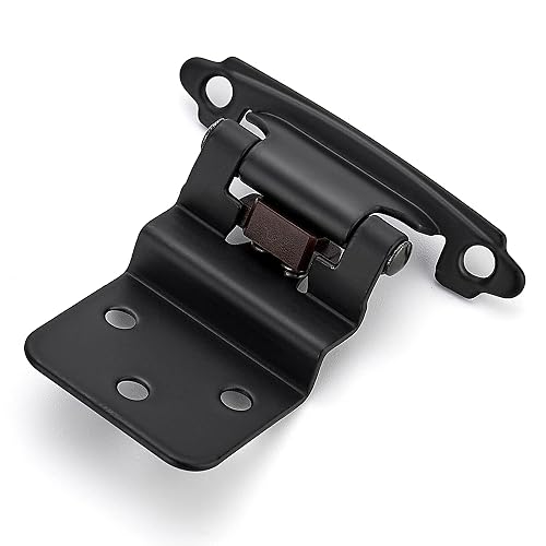 Ravinte 3/8" Inset Matte Black Cabinet Hinges 60 Pack (30 Pairs) | Self-Closing Design, Face Frame Door Fit, Door Bumpers Included, Decorative Cabinet Hardware, for Kitchen Bathroom Furniture