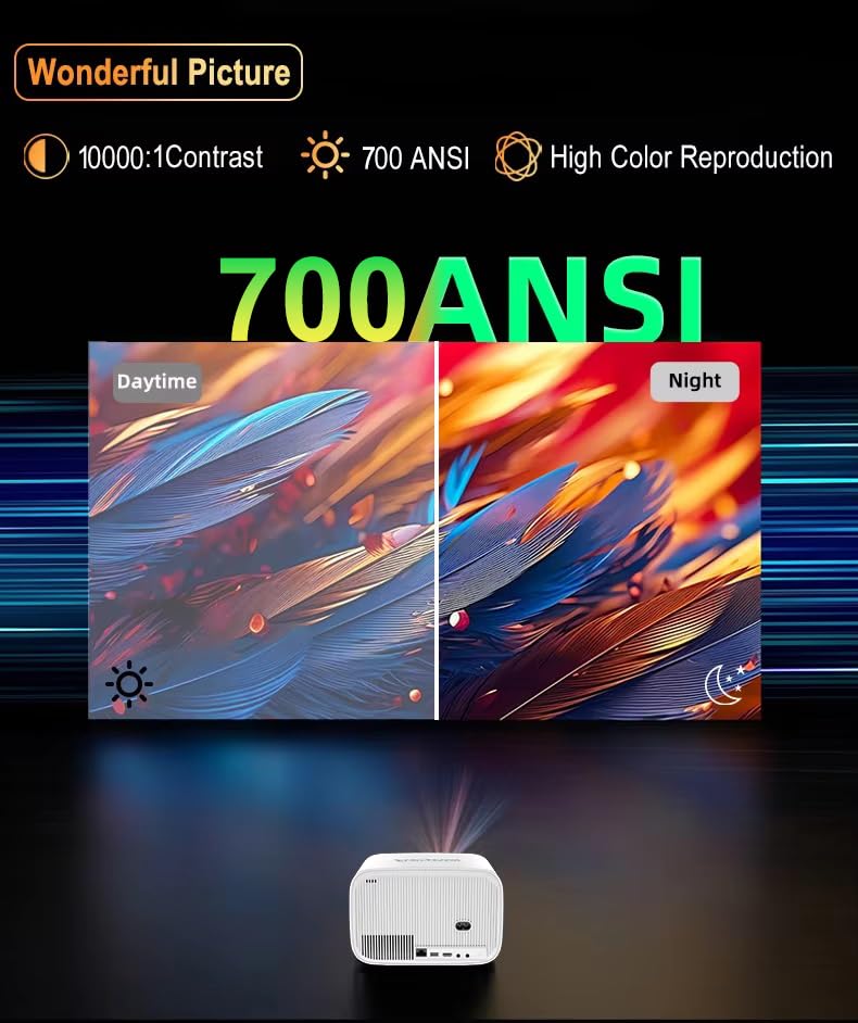 Image of AUN Q5 Max Auto Focus, Android 12, HDMI ARC, 12000 Lumens, 1G 32G, Smart Projector for Home 4K Ultra HD Support, Native 1080p Full HD, 5G WiFi BT YouTube PrimeVideo Hotstar Portable Projector