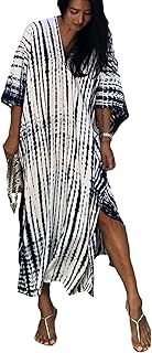 Venasha Womens Caftan Plus Size Kaftans Casual V Neck Caftans Long Soft Beach Maxi Dress for Summer