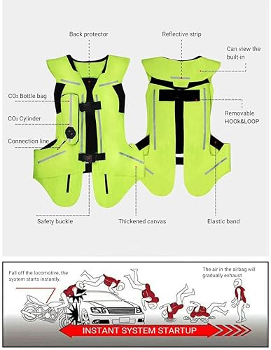 Miniatura 4 de Motocicleta Airbag Chaleco Moto Racing Profesional Motocross Avanzado Motocross protector Reflectante,, Amarillo, XXL