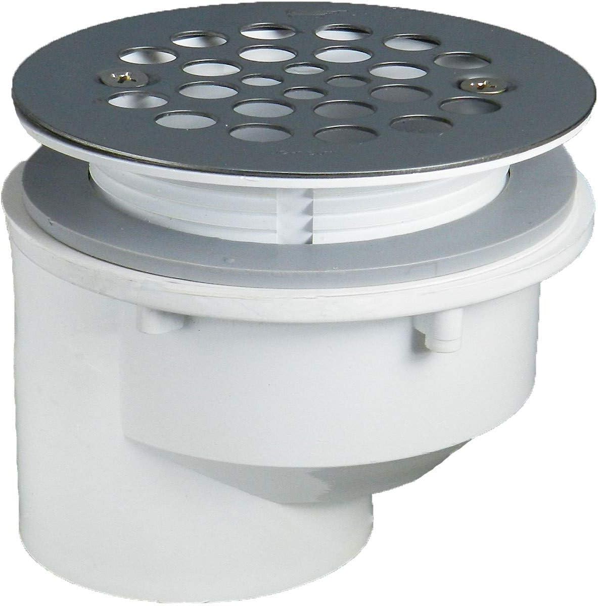 PFG610 Offset Fiberglass Shower Stall Drain with Stainless Steel Strainer/Coarse Threads
