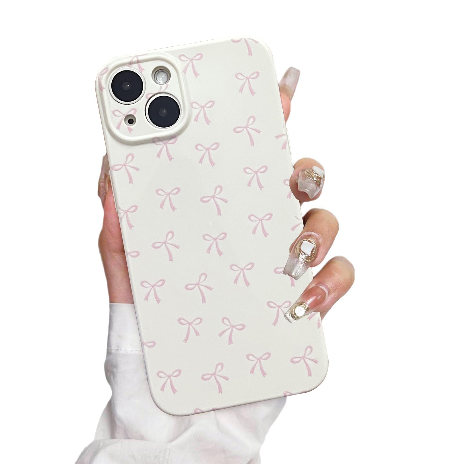 Faneiy for iPhone 15 Case Cute Bow Aesthetic Women Girly Fashion Protective Phone Case Bowknot Pink