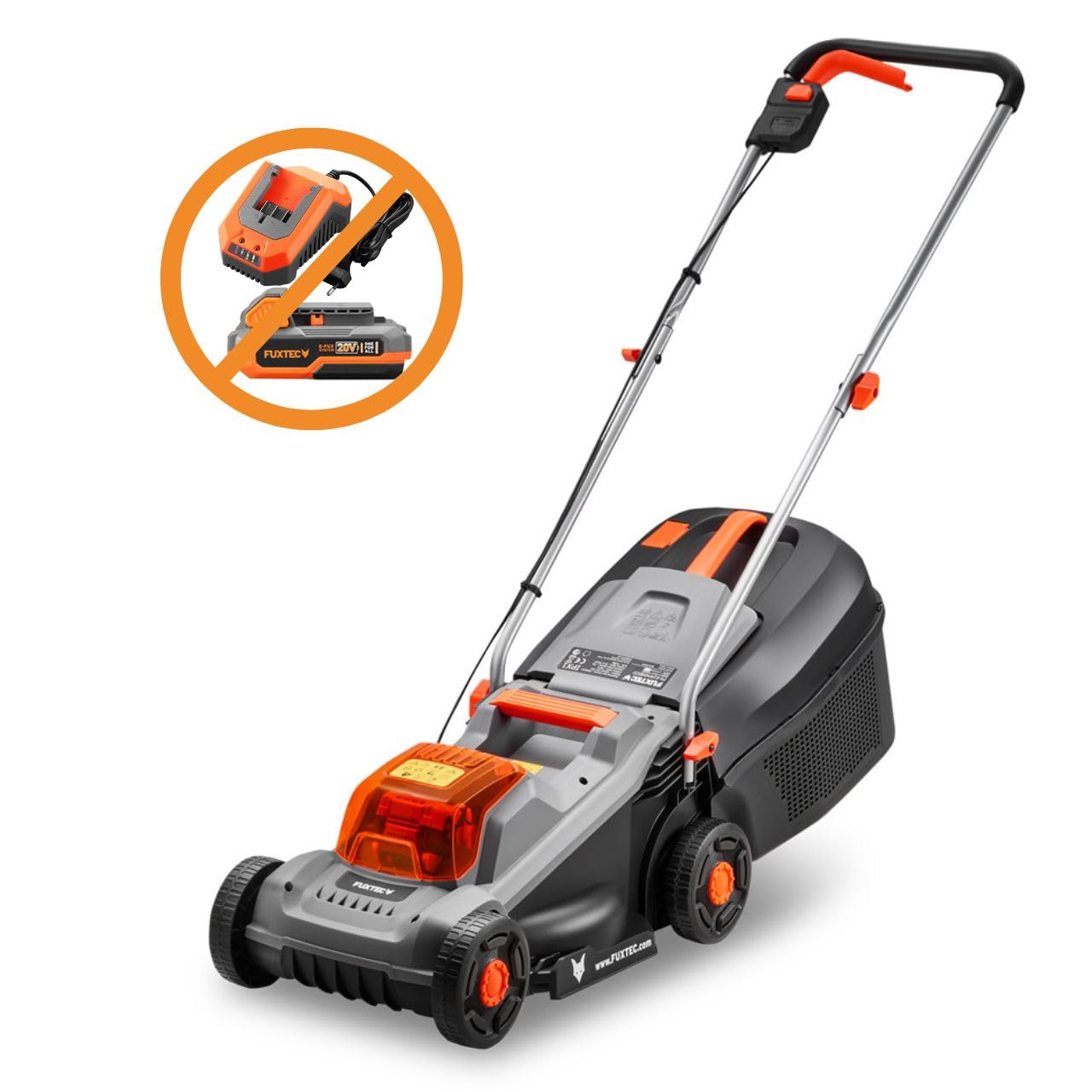 FUXTEC 20V Akku-Rasenmäher FX-E1RM20ECO, leichtgewichtiger Gartenmäher für kleine Flächen bis 200 m², 30 L Fangbox, Schnittbreite 30 cm, ohne Akku