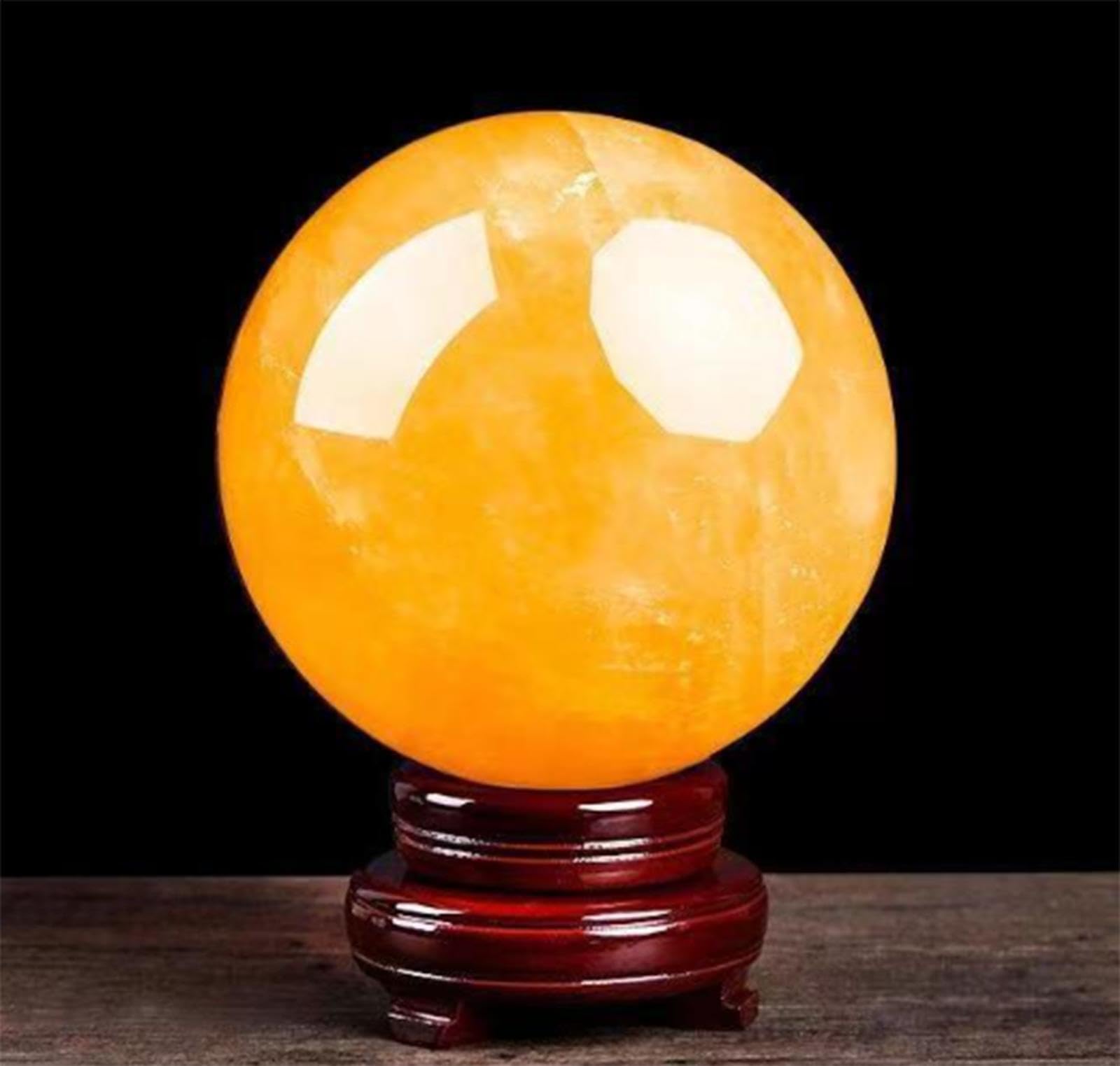 Bola de Piedra Preciosa de Citrino Natural, Bola de Cristal de Meditación Curativa, Esfera Pulida Hecha a Mano, Figura de Escultura de Cristal con Soporte, Suministros de Decoración de Cristal,120mm