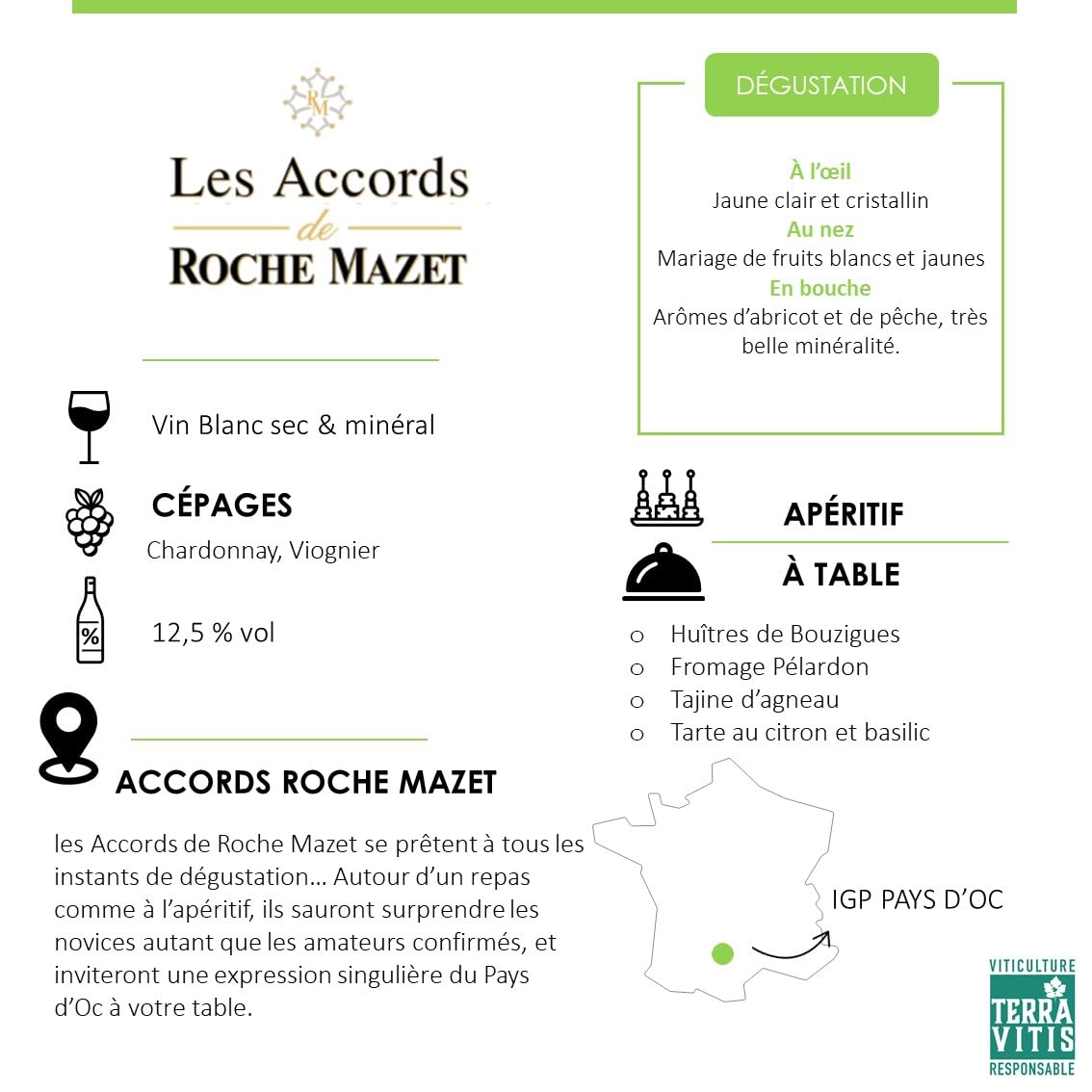 ROCHE MAZET - Les Accords - Chardonnay Viognier - IGP Pays d'Oc - Terra Vitis - 6 botellas x 75 cl